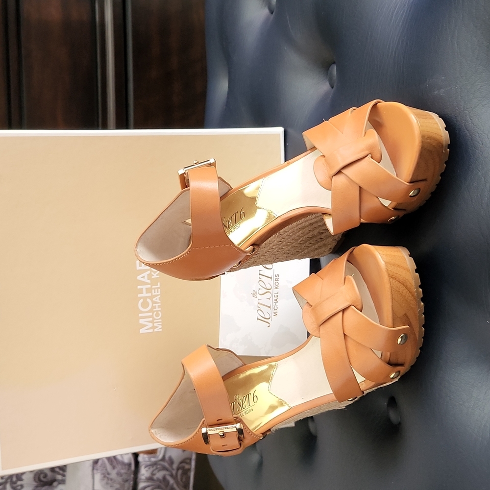 Michael Kors platform, peep toe wedge sandals